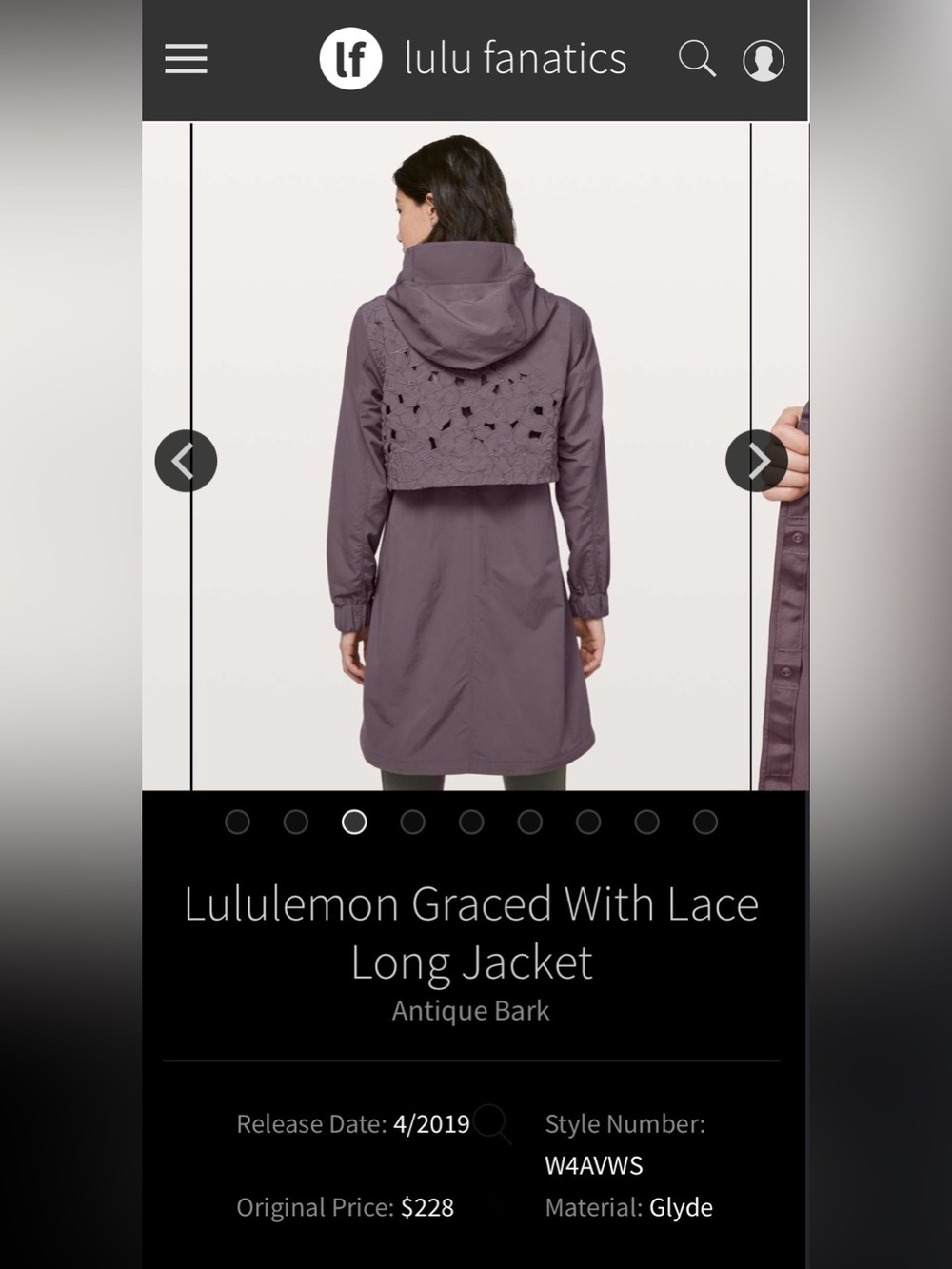 lululemon athletica Long Hooded Trench Coat in Antique Bark Plum